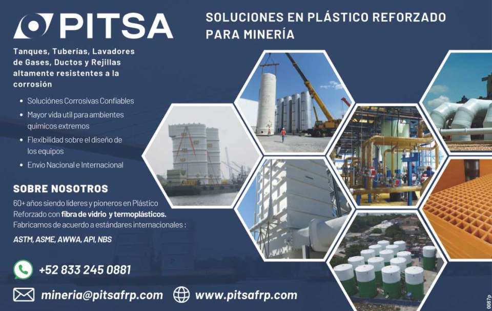 Soluciones en Plastico Reforzado para Mineria. Tanques, Tuberias, Lavadores de Gases, Ductos y Rejillas altamente resistentes a la corrosion. Plastico Reforzado con fibra de vidrio y termoplasticos.